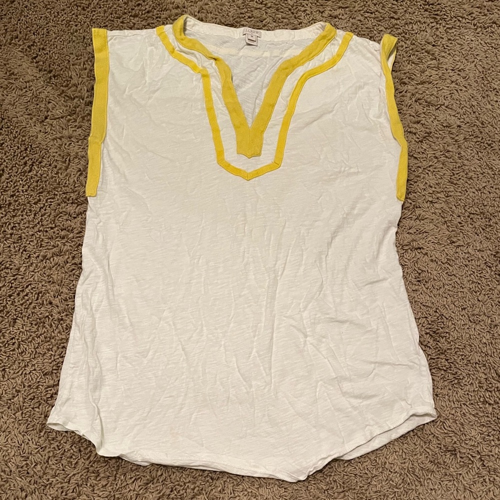 J crew white and yellow blouse